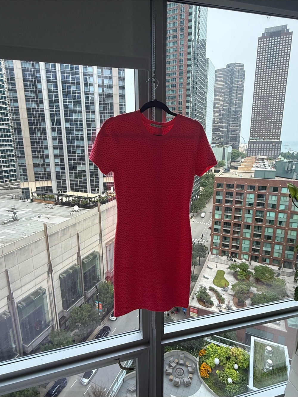 Alice + Olivia Hot Pink Textured Crewneck Mini dress - Picture 2 of 5